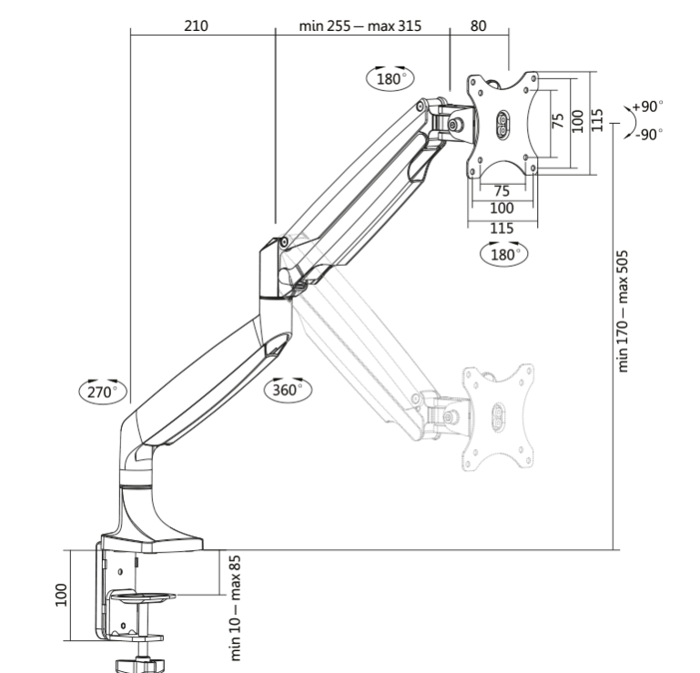 Support Bureau Moniteur 13 à 32"