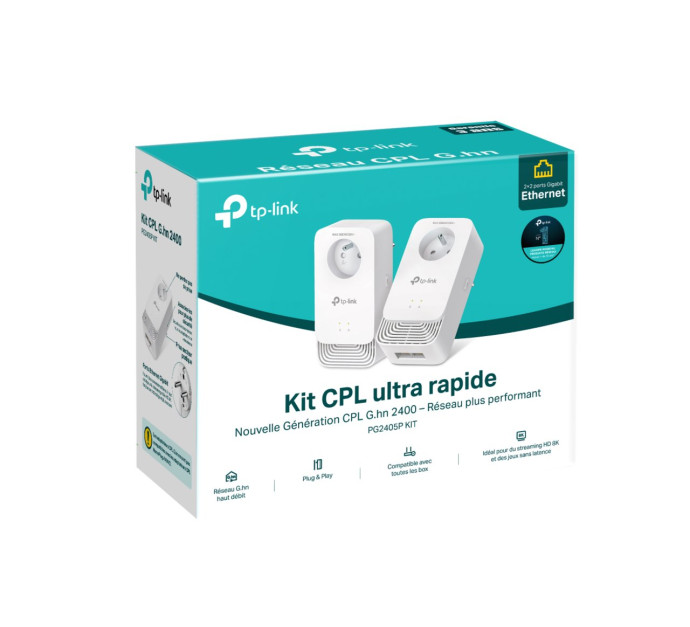 TP-LINK PG24005P Kit CPL G.hn 2400Mbps avec prise Gigogne- Pack de 2