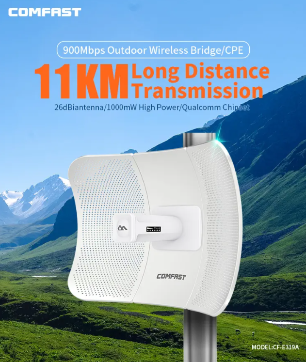 COMFAST CF-E319A V2 25KM 900Mbps 5,8G Extérieur Longue Portée sans Fil Pont WiFi CPE Point d'Accès Antenne 26dBi