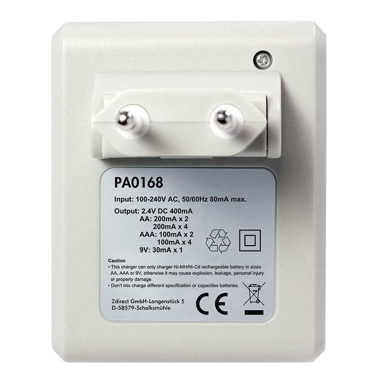 Chargeur accus 2 ou 4 AA/AAA ou 9V - PA0168
