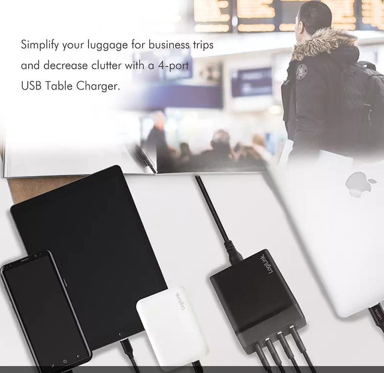 Chargeur de table USB, 3 ports USB-A & 1 port USB-C 72W - PA0122