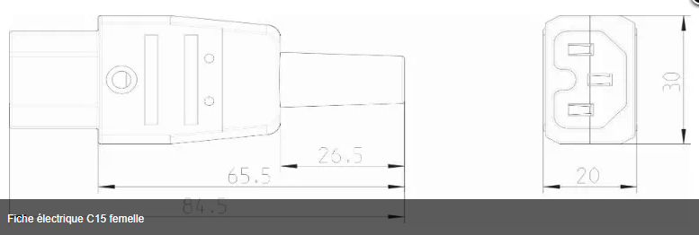 Fiche électrique C15 femelle