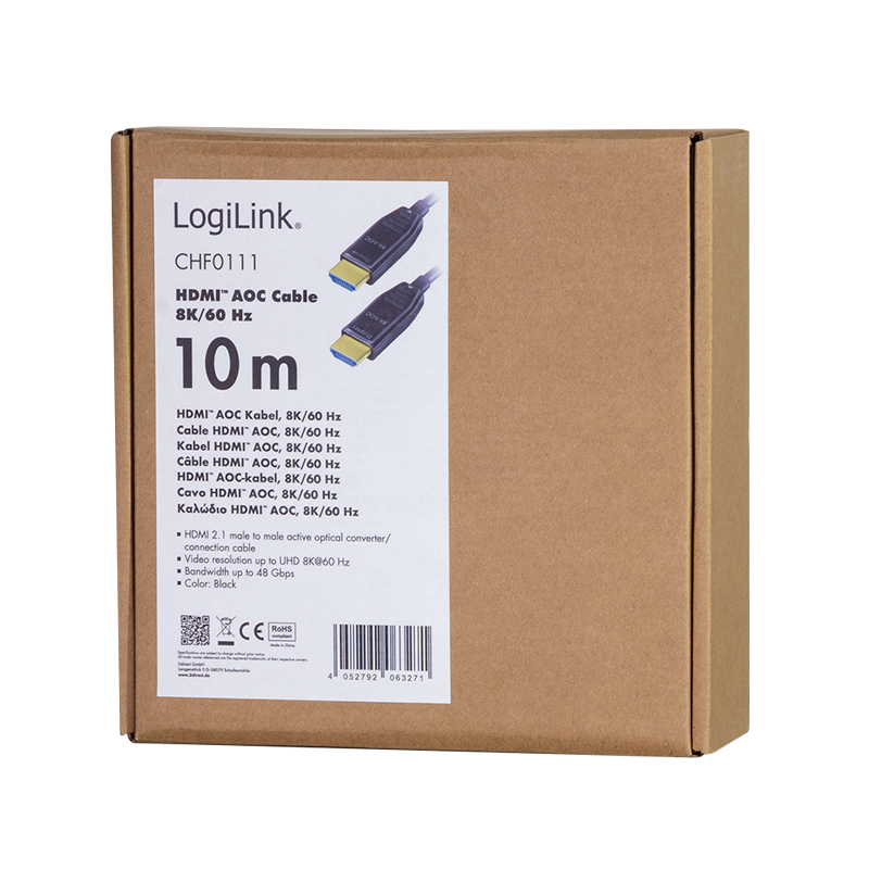 Cordon HDMI Ultra High Speed 8K M/M Optique (AOC) 10,00m