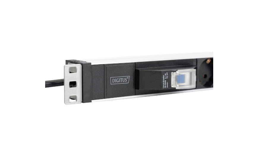 Digitus DN-95417 19 pouces Multiprise 1 UH prise à contact de protection argent-noir, argent, noir
