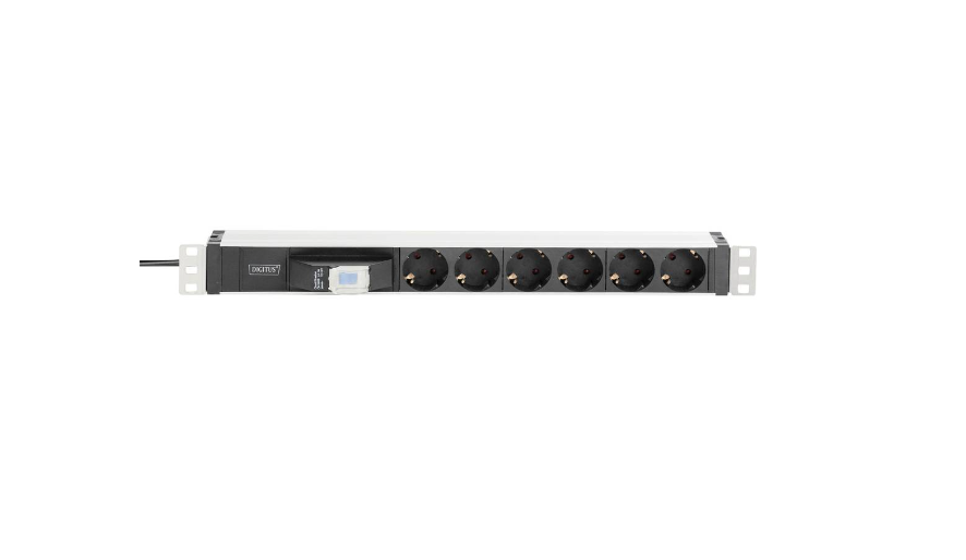 Digitus DN-95417 19 pouces Multiprise 1 UH prise à contact de protection argent-noir, argent, noir