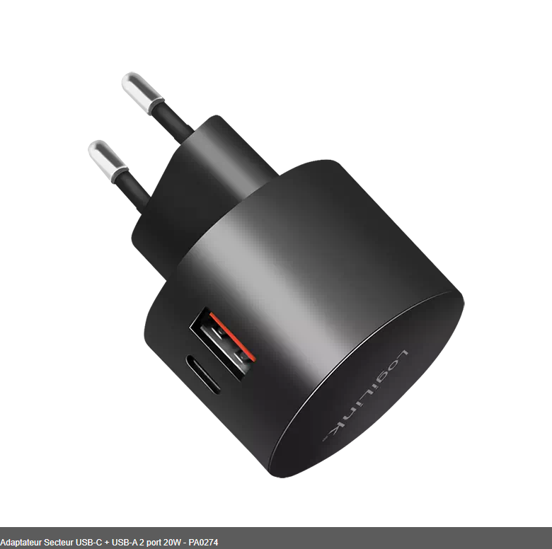 Adaptateur Secteur USB-C + USB-A 2 port 20W - PA0274