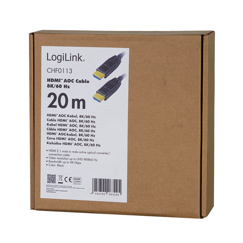 Cordon HDMI Ultra High Speed 8K M/M Optique (AOC) 20,00m