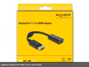 Adaptateur DisplayPort M / HDMI F 0,15m - DeLock 61849