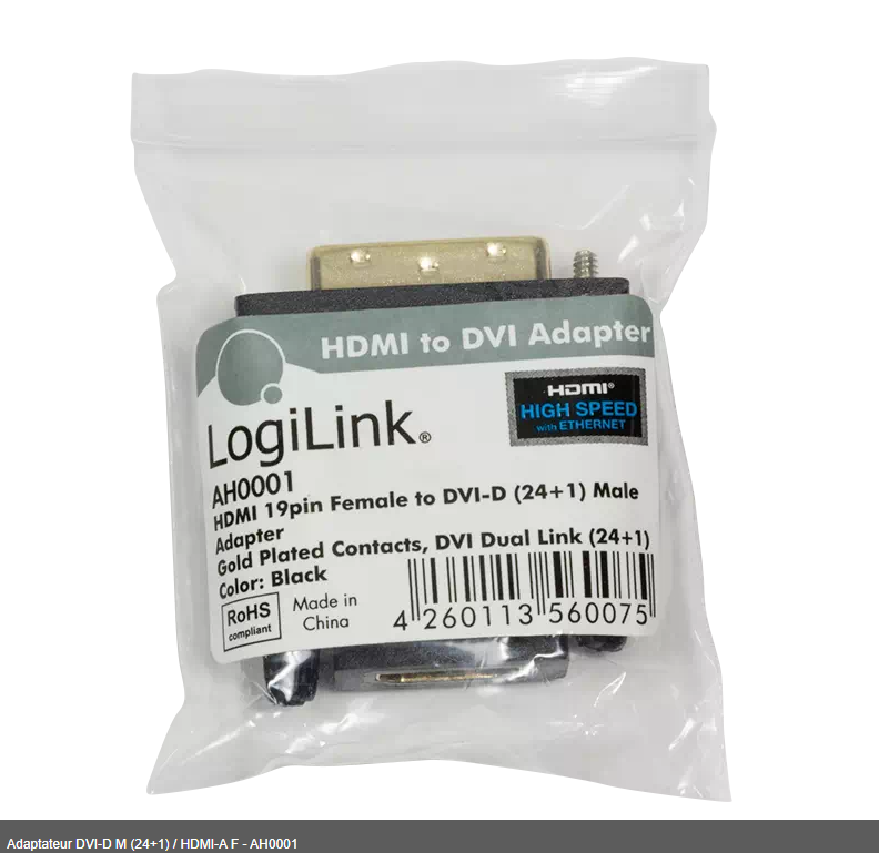 Adaptateur DVI-D M (24+1) / HDMI-A F - AH0001