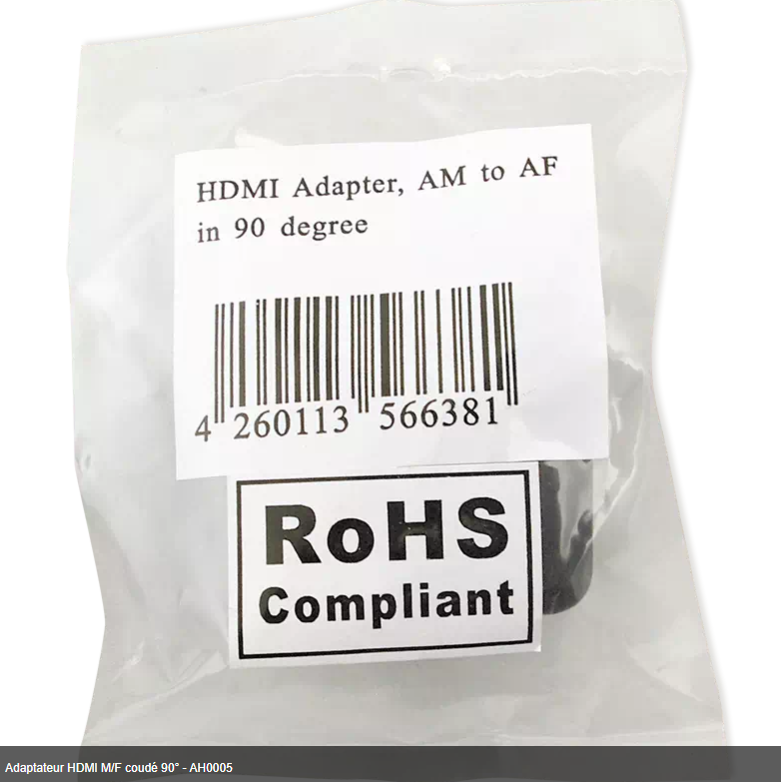 Adaptateur HDMI M/F coudé 90° - AH0005