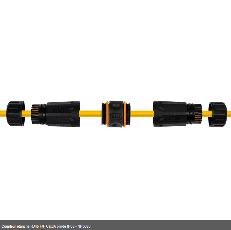 Coupleur étanche RJ45 F/F Cat6A blindé IP68 - NP0086