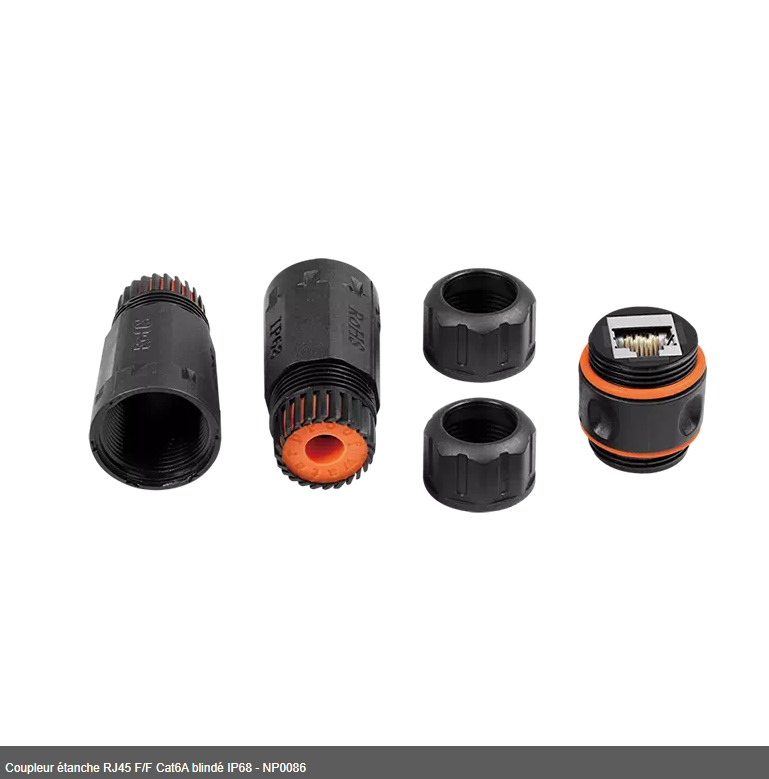 Coupleur étanche RJ45 F/F Cat6A blindé IP68 - NP0086