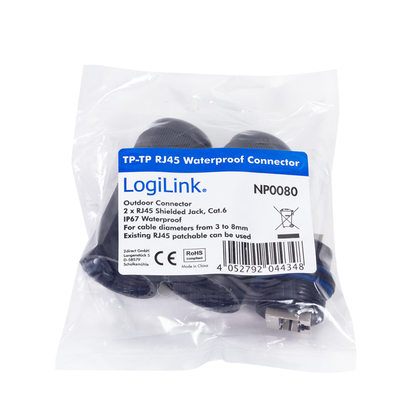 Coupleur étanche RJ45 F/F Cat6 blindé IP67