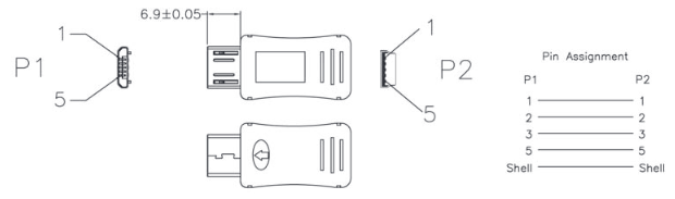 Adaptateur Micro USB mâle vers Mini USB femelle - AU0010