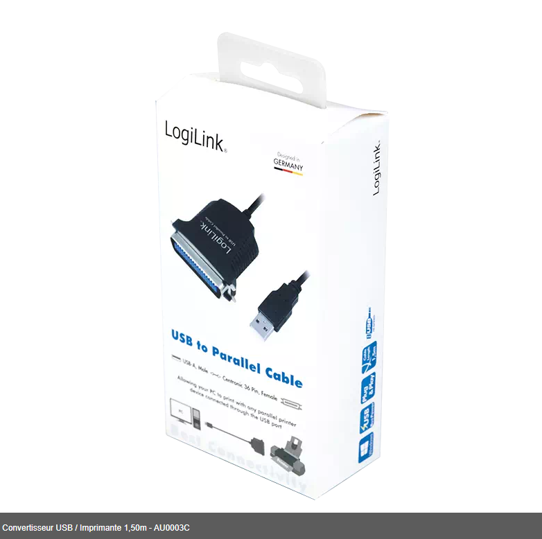 Convertisseur USB / Imprimante 1,50m - AU0003C