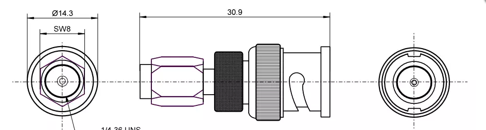 Adaptateur SMA mâle / BNC mâle