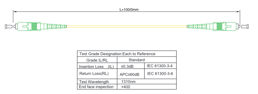 SC/APC - SC/APC Simplex Monomode 9/125µ 1,00m - jaune