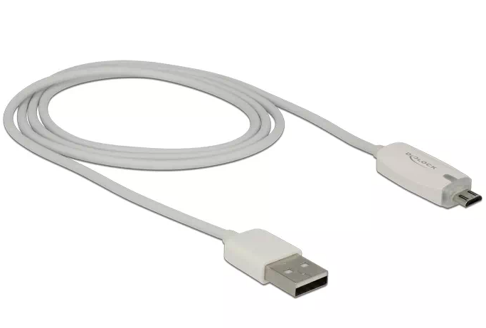 Cordon USB2.0 A vers Micro USB 1,00m, avec témoin de charge
