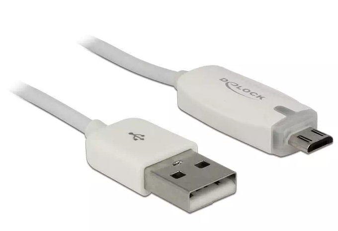 Cordon USB2.0 A vers Micro USB 1,00m, avec témoin de charge