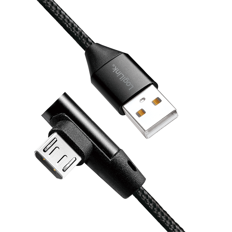 Cordon USB2.0 A vers Micro USB 1,00m, coudé - CU0142