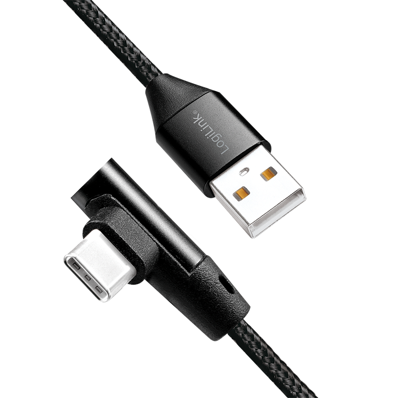 Cordon USB2.0 A vers USB-C 1,00m, coudé - CU0138
