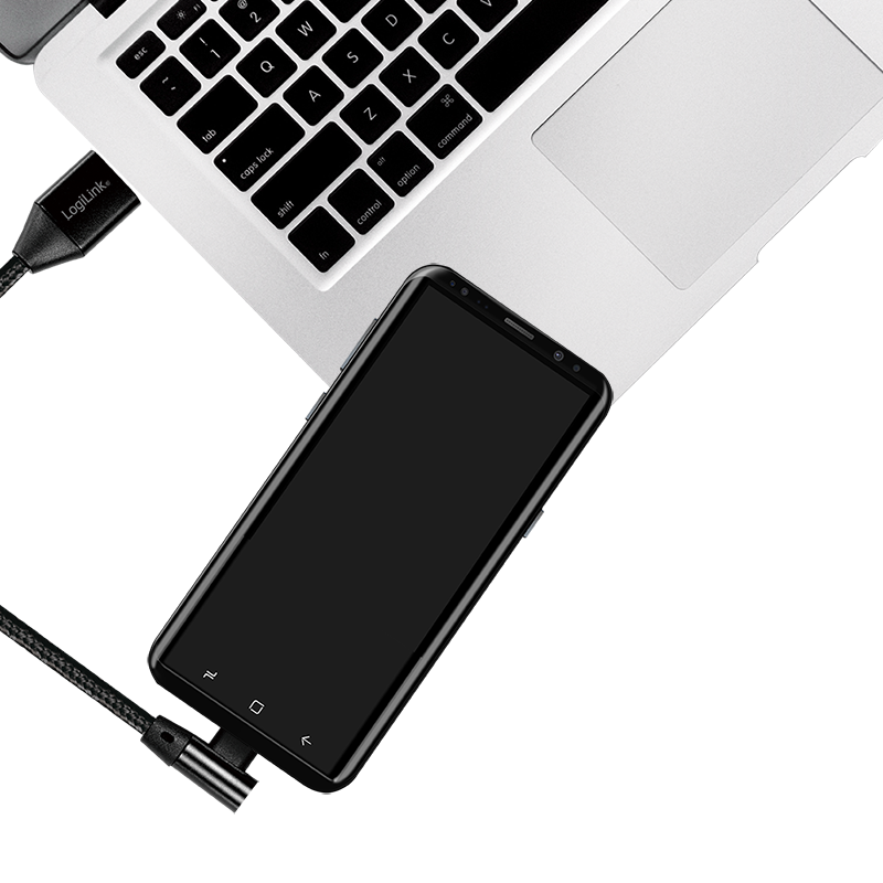 Cordon USB2.0 A vers USB-C 1,00m, coudé - CU0138