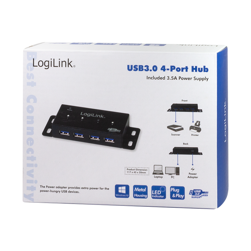 Hub industriel USB 3.0 4 ports + alim - UA0149
