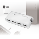 Hub USB2.0 4 ports blanc + alimentation - UA0086