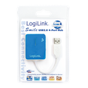 Mini Hub USB2.0, 4 ports auto-alimenté Bleu - UA0136