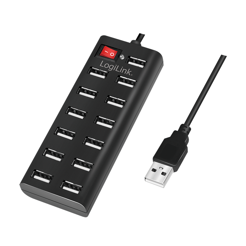 Hub USB2.0, 13 ports + switch on/off avec alim.