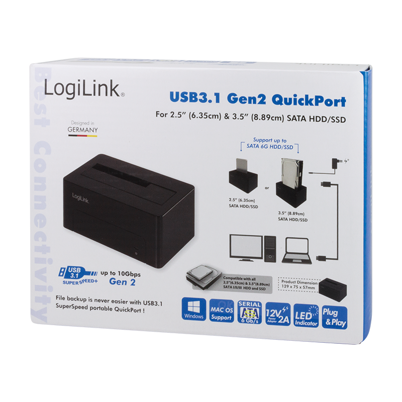 Station d'accueil SATA 3,5" & 2,5" sur USB 3.1 - QP0027