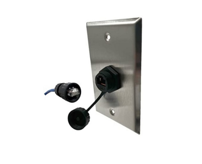 Embase de traversée étanche RJ45 STP CAT 6A - avec bouchon