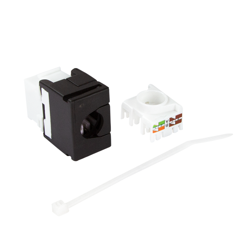 Embase Keystone RJ45 Cat6a CAD, non-blindé, AWG 22-26, sans outil, 17mm PoE++ 