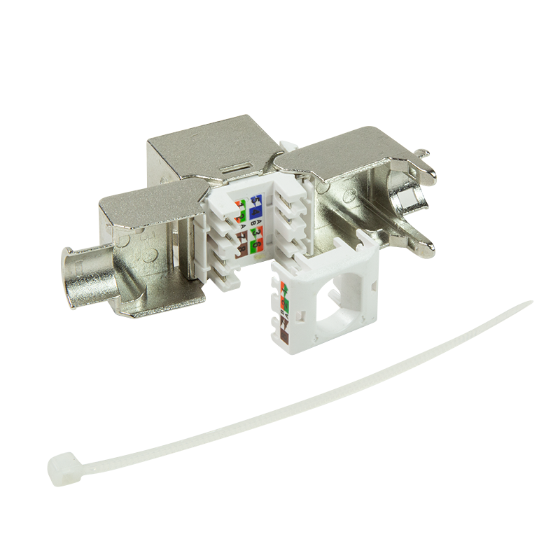 Embase Keystone RJ45 Cat6a CAD, Blindage intégral, AWG 22-26, sans outil, 14,8mm PoE++ 