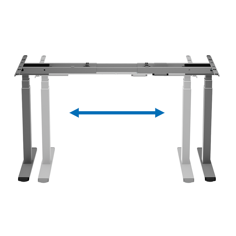 Pied de bureau réglable électriquement, pieds télescopiques triples, 2 moteurs, gris 