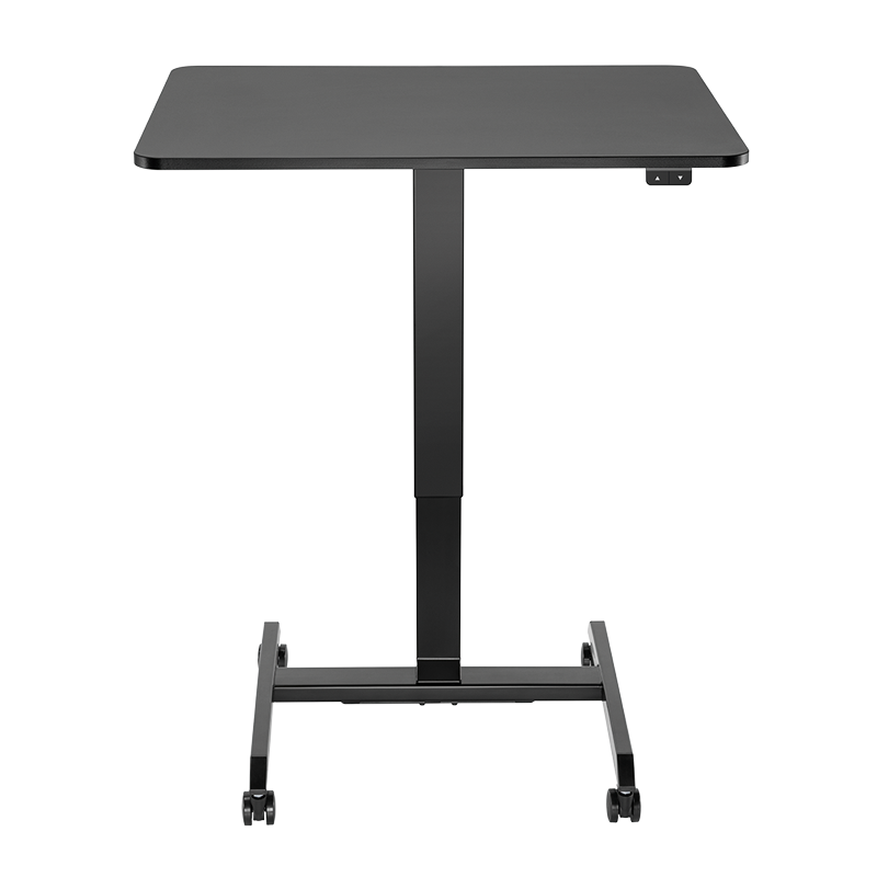 Poste de travail assis-debout à réglage électrique, 1 moteur, enroulable, noir 