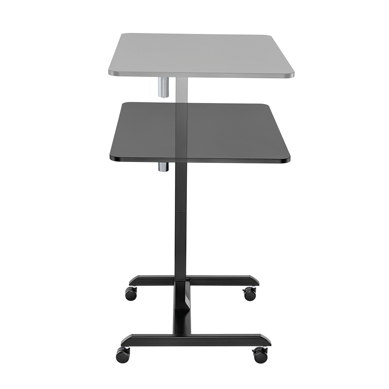 Poste de travail assis-debout à réglage électrique, 1 moteur, enroulable, noir 