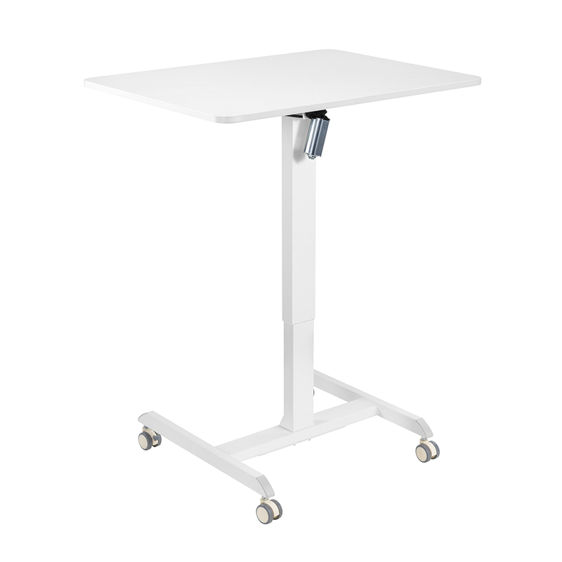 Poste de travail assis-debout à réglage électrique, 1 moteur, enroulable, blanc 