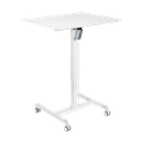 Poste de travail assis-debout à réglage électrique, 1 moteur, enroulable, blanc 