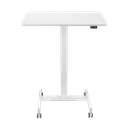 Poste de travail assis-debout à réglage électrique, 1 moteur, enroulable, blanc 