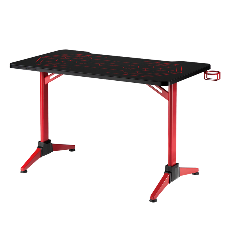 Bureau Gamer avec éclairage RVB, motif géo-nid d'abeille 