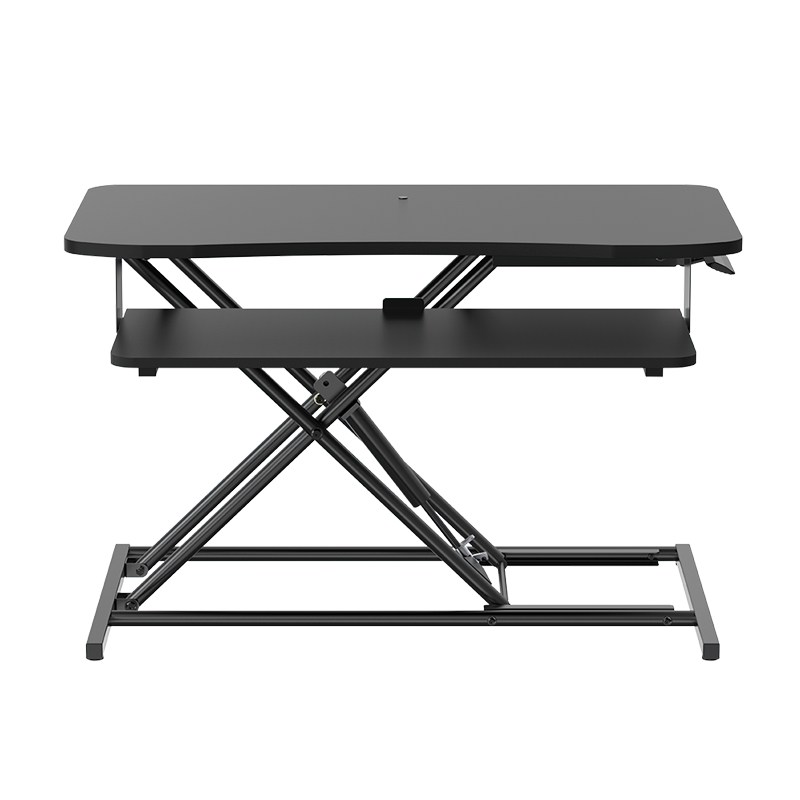 Convertisseur de bureau assis/debout avec plateau pour clavier, jusqu'à 15 kg, réglable, noir 