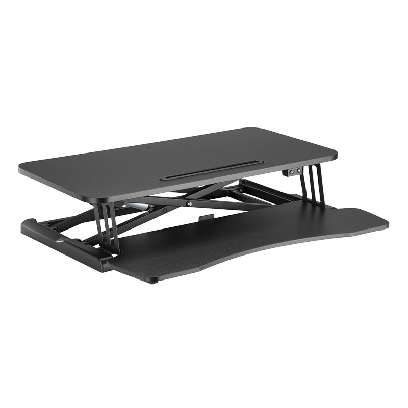 Convertisseur de bureau assis/debout avec plateau pour clavier, jusqu'à 20 kg, réglable électriquement, noir 