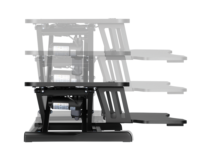 Convertisseur de bureau assis/debout avec plateau pour clavier, jusqu'à 20 kg, réglable électriquement, noir 