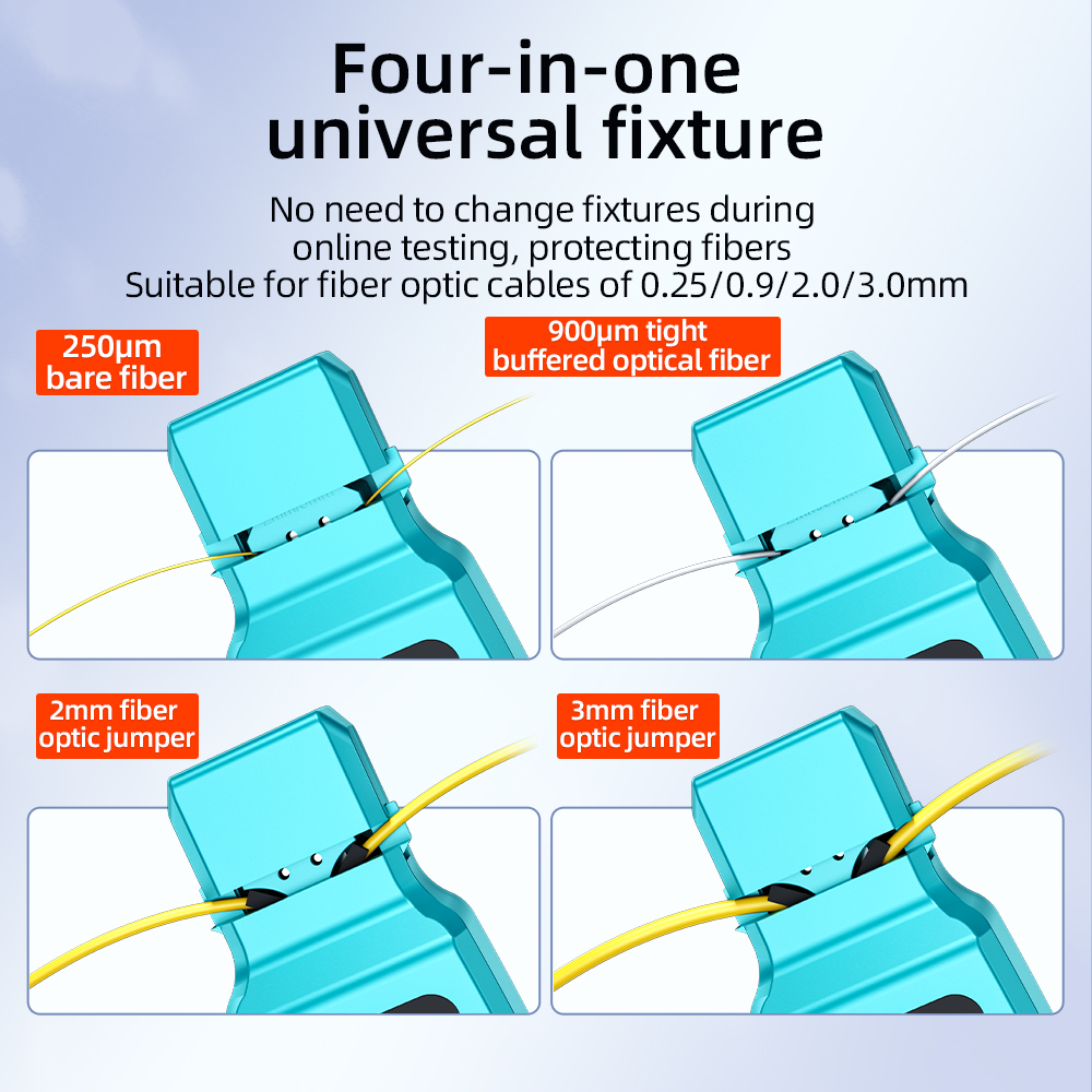 Identificateur de fibre optique en direct pour câble 0.25/0.9/2.0/3.0mm avec câble à fibre optique 10mw VFL et LED RJ45 850nm-1650nm SM et MM 