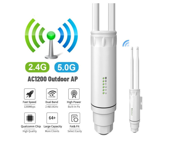 DEXLAN WiFi 5 HotSpot Tube Etanche IP66 Antennes 360° AC1200 avec kit PoE 