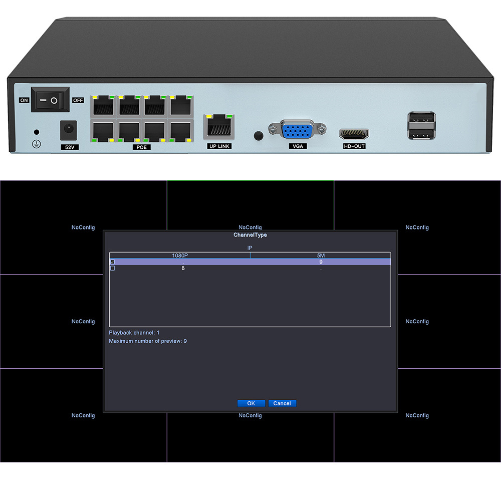 CAMARA SYSTEMES DE SECURITE CCTV 8 XMEYE NVR ETANCHE BULLET IP POE 5MP AVEC CABLES