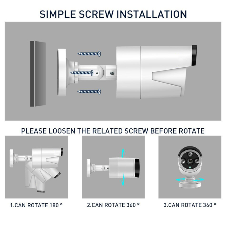 CAMERA  3MP BULLET ETANCHE SURVEILLANCE 8 CANAUX IP CAMERA DE SECURITE POE NVR 