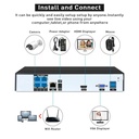CAMERA  3MP BULLET ETANCHE SURVEILLANCE 8 CANAUX IP CAMERA DE SECURITE POE NVR 