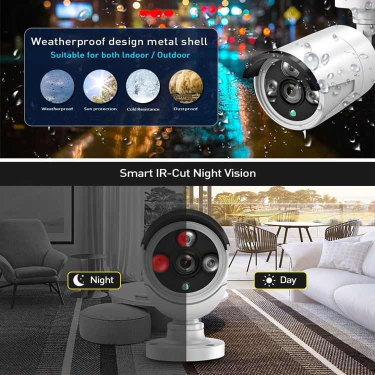 CAMERA  3MP BULLET ETANCHE SURVEILLANCE 8 CANAUX IP CAMERA DE SECURITE POE NVR 